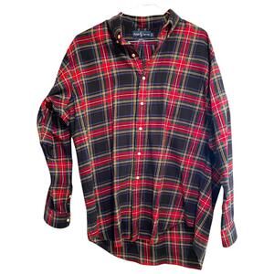 Ralph Lauren Blake Mens L Tartan Plaid Flannel Shirt Soft Cotton Button Down